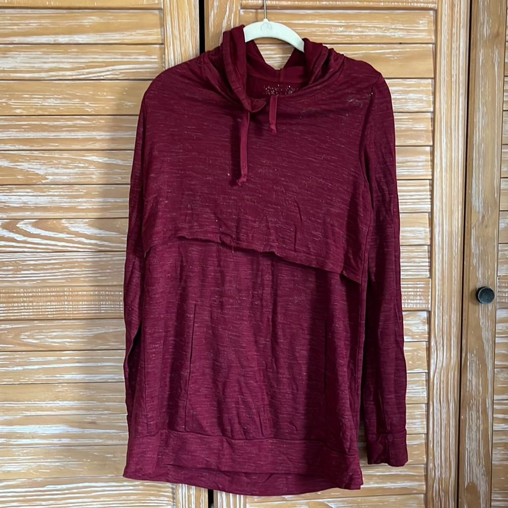 Latched Mama cloud Nursing Hoodie, small Heathers Sangria.